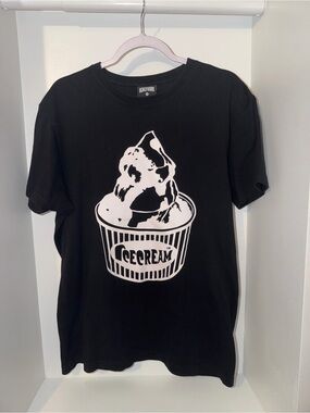 Icecream Black Tee with White Ice Cream Graphic